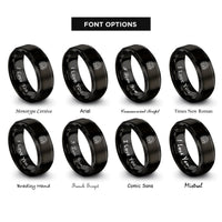 font options for inside engraving on black sunrise paw compass rings
