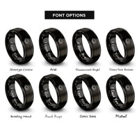 font options for inside engraving on black sunrise rays rings