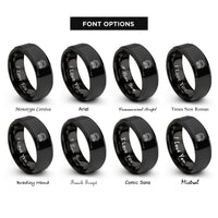 font options for inside engraving on black sunrise rays rings