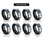 font options for inside engraving on black & blue & grey sunset circle rings