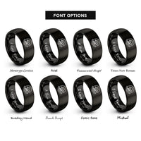 font options for inside engraving on black sunset kayaker rings