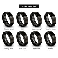 font options for inside engraving on black sunset kayaker rings