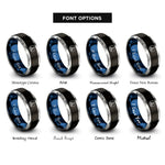 font options for inside engraving on black & blue & silver sunset sail rings