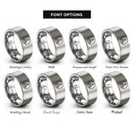 font options for inside engraving on silver sunset sail rings