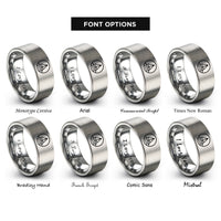 font options for inside engraving on silver sunset sail rings