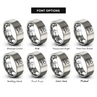 font options for inside engraving on gray sunset wave rings