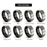 font options for inside engraving on black & silver sup paddler rings