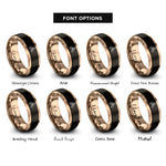 font options for inside engraving on black & rose gold super dad rings