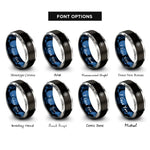 font options for inside engraving on black & blue & grey supernova burst rings