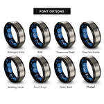 font options for inside engraving on black & blue & gray supernova burst rings