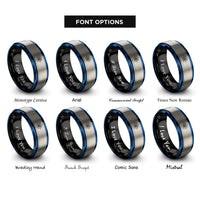 font options for inside engraving on black & blue & silver supernova burst rings