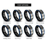 font options for inside engraving on black & blue & gray supernova burst shockwave rings