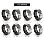 font options for inside engraving on black & grey supernova burst shockwave rings