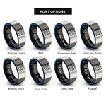 font options for inside engraving on black & blue & gray supply grill rings