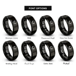 font options for inside engraving on black support hands circle rings
