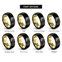 font options for inside engraving on black & gold support person icon rings