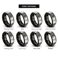 font options for inside engraving on black & gray surf break rings