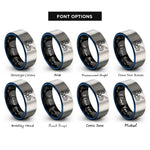 font options for inside engraving on black & blue & gray surf caster wave rings