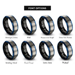 font options for inside engraving on black & blue & gray surf fin rings
