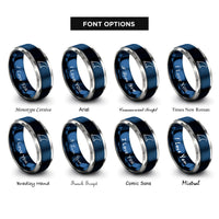 font options for inside engraving on blue & grey surf fin rings