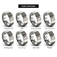 font options for inside engraving on silver surfboard fin wave rings