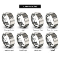 font options for inside engraving on grey surfboard rings