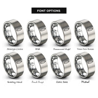 font options for inside engraving on gray surfboard rings