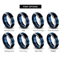 font options for inside engraving on blue & silver surfboard leash rings
