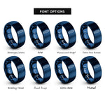 font options for inside engraving on blue surfboard longboard rings
