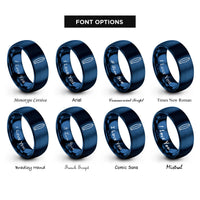 font options for inside engraving on blue surfboard longboard rings
