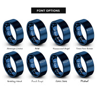 font options for inside engraving on blue surfboard longboard rings