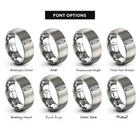 font options for inside engraving on grey surfboard longboard rings