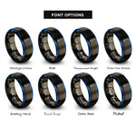 font options for inside engraving on gunmetal & blue surfboard longboard rings