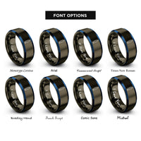 font options for inside engraving on gunmetal & blue surfboard longboard rings