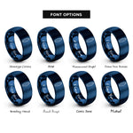 font options for inside engraving on blue surfboard shortboard rings