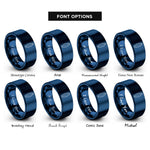 font options for inside engraving on blue surfboard shortboard rings
