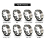 font options for inside engraving on silver surfboard shortboard rings