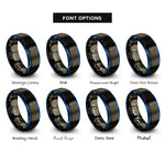 font options for inside engraving on gunmetal & blue surfboard shortboard rings