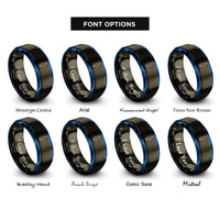 font options for inside engraving on gunmetal & blue surfboard shortboard rings