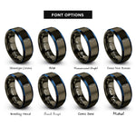 font options for inside engraving on gunmetal & blue surfboard shortboard rings