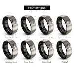 font options for inside engraving on black & gray surfboard stamp rings
