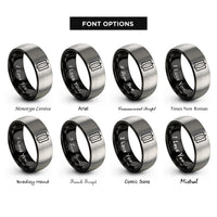 font options for inside engraving on black & gray surfboard stamp rings