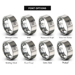 font options for inside engraving on grey surfboat waves oars rings