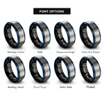 font options for inside engraving on black & blue & silver surfer board rings