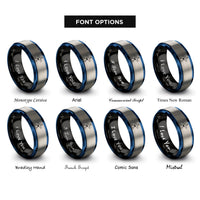 font options for inside engraving on black & blue & silver surfer board rings