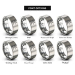 font options for inside engraving on gray surfer silhouette rings