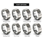 font options for inside engraving on grey surfer silhouette rings