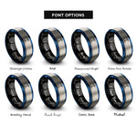 font options for inside engraving on black & blue & silver surfing lift rings