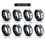 font options for inside engraving on black & blue & gray surfing lift rings