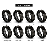 font options for inside engraving on black surgical scissors rings